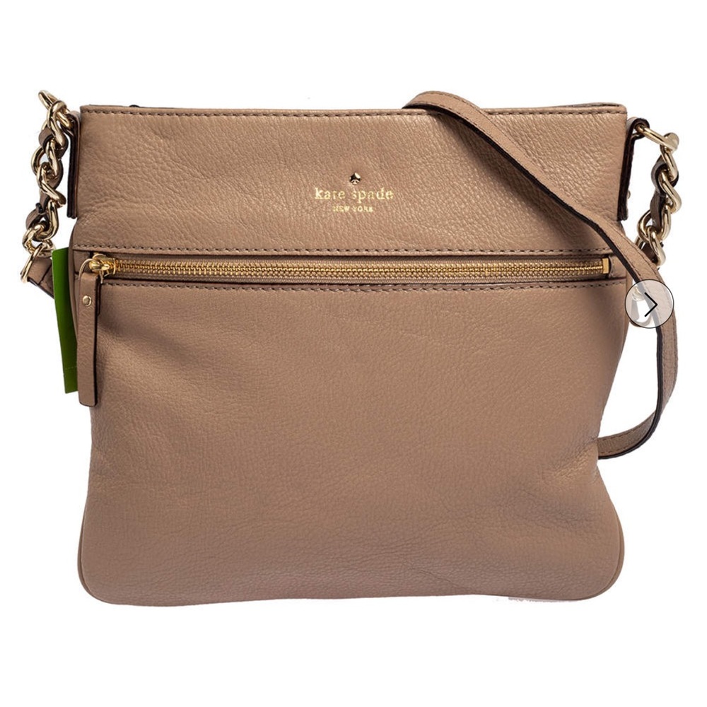 Kate Spade Beige Crossbody Bag with Gold Accents